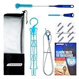 Reservoir Hydration Bladder Cleaning Kit - 6-In-1 Water Reservoir Cleaning Kit Of 3 Brushes, Collapsible Frame, (12) Cleansing Tablets & Carry Pouch - Cleaner Set For Back Pack Bladder