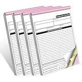 AMXZEA 4 Pack Contractor Invoice Books,3 Part Carbonless Contractor Estimate Book,Work Order Receipt Book with Carbon Copies,7.3 x 11 Inch (50 Sets Per Book)