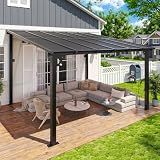 Aoxun 12’x10’ Gazebo with Aluminum Frame & Polycarbonate Panel, Black