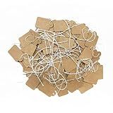 200Pcs Kraft Price Tags with String Attached, Marking Strung Writable Price Labels, Display Label for Clothing Jewelry Tag 1.38 × 0.87 Inches