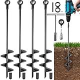 Fabulas Ground Anchors Heavy Duty, Swing Set Anchor Kit 18 Inch 4 Pack Screw in Earth Anchors Trampoline Stakes High Wind Metal Auger Anchor for Shed Tent Carports Securing Animals Camping Mobile Home