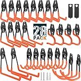 LUPYJI 28 Pack Heavy Duty Garage Hooks, Utility Wall Mounted Storage System, with Anti-Slip Coating Hanger, for Hanging Power and Garden Tools, Ladders, Bikes, Ropes and Bulk Items