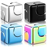 Wettarn 4 Pcs Spinners Fidget Cube Toys for Adults Small Desk Toys Gift Sensory Focus Metal Cube Spinners Desktop Anxiety Stress Relieve Autism ADHD Relaxing Christmas