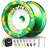 MAGICYOYO V6S LOCUS Responsive Yoyo for Kids, Professional FingerSpin Yo Yo Trick for Adults, Dual Purpose Design with Unresponsive Yoyo Bearing+12 Yo-yo Strings+Bearing Tool+Case Bag (Green Yellow)