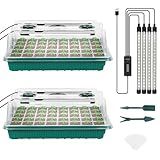 Sondiko Seed Starter Tray with Grow Light, 80 Cells Seed Starter Kit with Humidity Dome, Adjustable Brightness Plant Starter Trays, Indoor Plants Germination Kit(2 Pack)