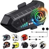 FEYA Motorcycle Helmet Speakers High Battery Life Helmet Headphone IPX6 Automatic Answer/Call Music Control/Intelligent Noise/Wake up Siri, 2 Different Types of Mic - Compatible with All Helmets