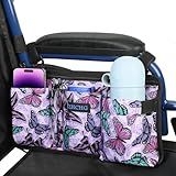 Wheelchair Side Bag with Cup Holder, Wheelchair Armrest Pouch Accessories for Walker, Rollator, Electric Scooter Wheelchairs, Ideal Gift for Mother's Day & Father's Day -Purple