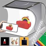 DUCLUS Mini Photo Studio Light Box,Portable Folding Photography Light Tent kit with 40pcs LED Light + 6 Kinds Color Backgrounds for Small Size Products