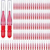 BBTO 100 Pcs Braces Dental Brush Flosser for Cleaner Interdental Brush Toothpick Tooth Flossing Head Oral Dental Toothpick Cleaners Cleaning Tool(Red)