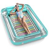 Inflatable Tanning Pool Lounger Float - Jasonwell 4 in 1 Sun Tan Tub Sunbathing Pool Lounge Raft Floatie Toys Water Filled Tanning Bed Mat Pad for Adult Blow Up Kiddie Pools Kids Ball Pit (MG,L)