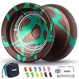 MAGICYOYO Finger Spin Yoyo Professional V12 , Responsive Yo-yo & Unresponsive Yoyo for Kids 8-12 to Adults, Metal Trick Yo yo with 12 Yoyos Strings & Yo-yos Accessory Kit (Brown Green)