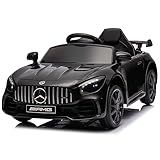 Winado 12V Ride on Car, Licensed Mercedes Benz AMG GTR Battery Powered Electric Vehicle, w/Parent Remote, Wider Seat, LED Lights, Openable Doors, MP3 Player, Smooth Start, 3 Speeds - Black