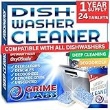 GRIME LABS Dishwasher Cleaner Deodorizer Descaler Tablets, 24 pack Heavy Duty Deep Clean and Natural Limescale Remover, Dish Washer Cleaner Machine Pods, 12 Months Supply