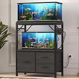 Heybly 10-20Gal Fish Tank Stand with Drawer, Power Outlet,200lb HAS003SBK-1