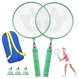 JOY SPOT! Kids Badminton Rackets Set with Soft Grip, Oversize & Lightweight Shuttlecocks Racquet with Carry Bag for Children Youth, 2 Player Sport Game for Indoor Outdoor Backyard