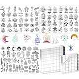 3 Sheet Tarot Stamps for Journaling Mystic Magic Clear Tarot Cards Stamp 2 Pcs Acrylic Stamp Block with Grid Lines for Card Making DIY Crafts Scrapbooking Journal Photo Album