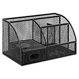 Amazon Basics Pen Holder and Desk Organizer, Office Caddy Storage, Black, ‎9.1" x 5.9" x 5.5''