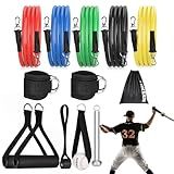 Hikeen Resistance Bands - Baseball Trainer Kit with Interchangeable Grips for Pitching Arm Strength Building