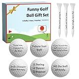 HahaHome Funny Golf Ball Gift Set for Dad, Mom, and Golfers - Funny Golf Gifts for Men - Includes 6 Balls, 3 Tees, and 1 Marker