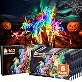 HGD (6 Pack) Magic Campfire Fire Color Changing Packets for Fire Pit, Indoor/Outdoor Fireplace, Bonfire - Rainbow Magical Flame, Camping Accessory, Compatible with Wood