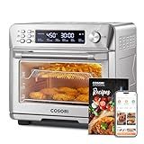 COSORI Smart 12-in-1 Air Fryer Toaster Oven Combo, Airfryer Convection Oven Countertop, Bake, Roast, Reheat, Broiler, Dehydrate, 75 Recipes & 3 Accessories, 26QT, Silver-Stainless Steel