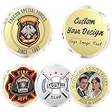 10 Custom Challenge Coins, Personalized Commemorative Coins with Logo, Customized Memorial Gifts for Company Military Family Anniversary Wedding Couple Pocket Hug Tokens Decision Coins ﻿ (Gold)
