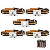EverBrite 5 Pack LED Headlamp, 4 Lighting Modes with Pivoting Light Head