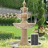 Dephet Italian Solar Water Fountains Outdoor Garden Decor - 48.4''H Fountains and Waterfalls Outside, Large Cascading Indoor Floor-Standing Resin Bubbler Fountain Features W/Pump for Patio, Backyard