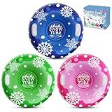 39'' Snow Tube Sled, 3Pack for The Whole Family Inflatable Snow Sled for Kids and Adult, Thickened Heavy Duty Sleds for Snow with Handles, Outdoor Winter Snow Toys for Boys Girls Tubing Sled Gift Set