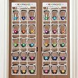 Vincreem 2 Pack Classroom Headphone Storage Organizer 60 Pockets PVC Clear Classroom Pocket Chart over The Door Hanging Headphone Holder Storage with Digital Stickers for Library Door Hanger(White)