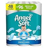 Angel Soft® Toilet Paper with Fresh Linen Scented Tube, 48 Double Rolls = 96 Regular Rolls, 2-Ply Bath Tissue