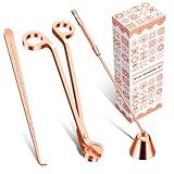 Calary 3 in 1 Candle Care Kit - Wick Trimmer, Snuffer & Dipper Set (Rose Gold)