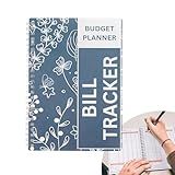 Bill Payment Tracker Notebook with Spiral Binding and Back Pocket – for Financial Tracking Home Finance & Monthly Bill Payment Organizer (Blue Blossom)