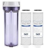 IPW Industries, Inc. - Compatible Water Pur Style Company (CCI-10CLW12) Filter Canister and (CCI-10-Ca) Carbon Block Filters - 1/2" NPT Ports for Water Filtration