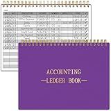 HAUTOCO Accounting Ledger Book A5 Horizontal Ledger Books for Small Business Bookkeeping Expense Tracker Notebook for Home Budget Tracking Personal Finance Log Journal 8.3 x 6.2'', Dark Purple