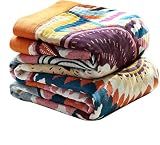 Boho Throw Blanket for Bed 100% Cotton Bohemian Blankets Ultra Soft Woven Muslin Decorative Blankets All Seasons Vintage Quilt Knitted Blanket for Sofa Chair (Colorful, 50"x60")