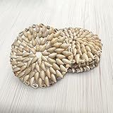 Coastal Coasters by Tumbler Home, 4 Pack of Nautical Coasters Handmade with Real Cowrie Shells. Unique Beach and Boho Décor for Home, Bar & Gifting