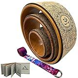 Aozora Yoga Wheel 13" with Most Detailed Book Step by Step Guide on How to Do 30+ Poses,! Perfect for Stretching and Improving Backbends (3 Pack - 13, 10 & 6" -Cork/Woodgrain +Strap)