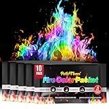 Magic Campfire Fire Color Changing Packets for Fire Pit (10 Pack) Outdoor Fireplaces & Bonfires, Rainbow Colored Flames - Perfect Camping Essential & Accessories - Must Have for Kids & Adults