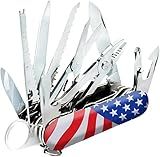 Swiss Eagle 30-in-1 Classic Pocket House Hold & Campaign Tool, Premium Multi Tool Pocket Tool with Blade, Scissor, Screwdriver, Plier, Magnifying Glass, Tweezer for Christmas Gifts - American Flag