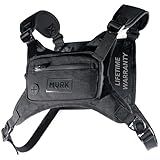 MVRK Water Resistant Chest Pack - Minimalist Running Pack For Workouts, Phone Holder With Extra Storage, Lightweight Running Vest Backpack with Reflective Back (Black)