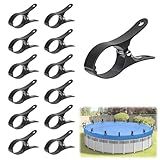 MJZ Pool Cover Clips for Above Ground Pools, 12 Pcs Aluminium Alloy Heavy Duty Pool Cover Clamps Wind Guard Clip for Fixing, Non-Slip Non-Scratch