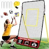 BAGAIL Volleyball Rebounder Net 7x4 Ft, Bounce Back Training Equipment with Unique Curved Frame for Better Catching, 5 Adjustable Angles for Volleying & Spiking, Easy Set Up & Sturdy Base - Yellow