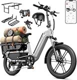 SISIGAD Family Electric Bike with Seat - Peak 1500W Motor, 20" Fat Tire Cargo Ebike, 48V 15Ah Removable Battery E Bike,Dual Hydraulic Brakes,LCD&APP Control,7-Speed,Step-Thru Electric Bicycle