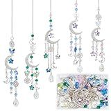 SUNNYCLUE 1 Box DIY 5 Sets Star Moon Sun Catchers Kit Hanging Sun Rainbow Catcher Window Hanging Prism Suncatcher Glass Crystal Suncatchers for Windows Indoor Outdoor Home Garden Decor
