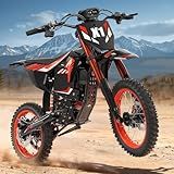 QRONGE X1 Spark Electric Dirt Bike, 4500W Peak&Up to 60 Miles, 50MPH, 60V 28.8Ah Battery E-Bike, 14"/12" Fat Tire Electric Motorcycle for Mountain Off-Road Teens Adults (M)