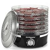 Elite Gourmet EFD319 Food Dehydrator, 5 BPA-Free 11.4" Trays Adjustable Temperature Controls, Jerky, Herbs, Fruit, Veggies, Dried Snacks, Black