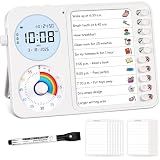 3-in-1 Visual Timer & ADHD Tool for Kids – ADHD Task Timer for Adults with Visual Schedule, Chore Chart & Planning Board for Home, School, Classroom, Work (White)