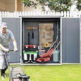 Resin Vertical Outdoor Storage Shed 5x3 FT, Lockable Waterproof Garden Tool Cabinet with Floor, Weather-Resistant Patio Storage for Backyard & Lawn Equipment (Gray)