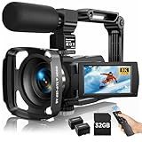 8K Video Camera Camcorder 2025 Latest 88MP Ultra HD Video Cameras Wifi Vlogging Camera for YouTube 18X Digital Video Cameras with 32G Card Microphone 6-Axis Anti-Shake IR Night Vision Video Recorder